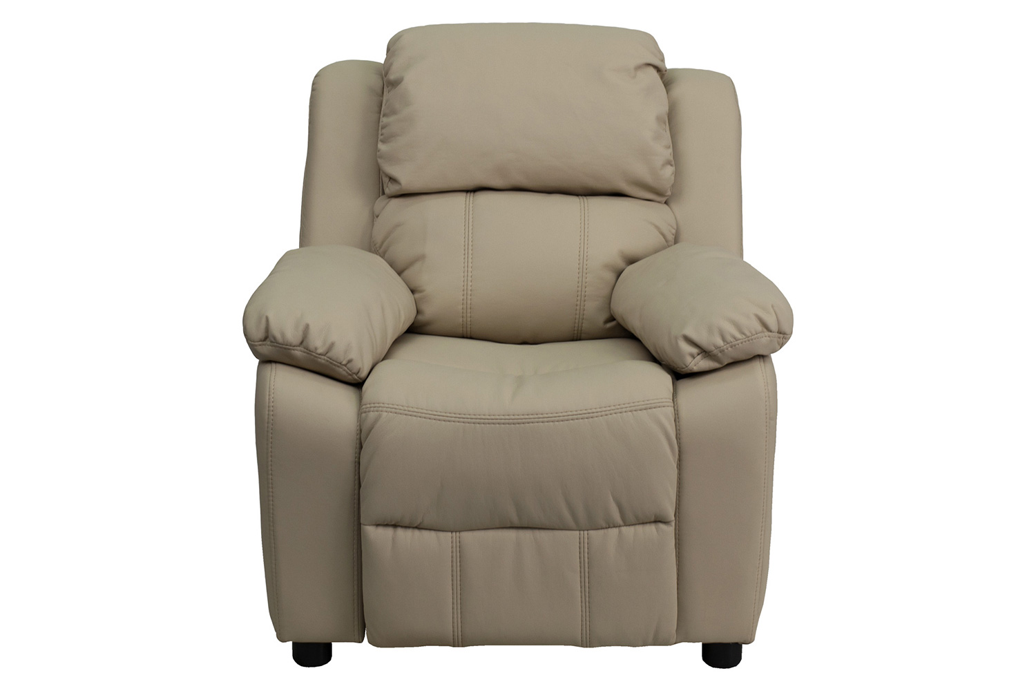 BLNK Charlie Deluxe Vinyl Padded Contemporary Kids Recliner with Storage Arms - Beige