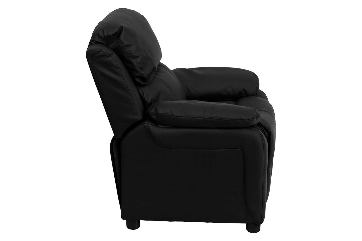 BLNK Charlie Deluxe LeatherSoft Padded Contemporary Kids Recliner with Storage Arms - Black