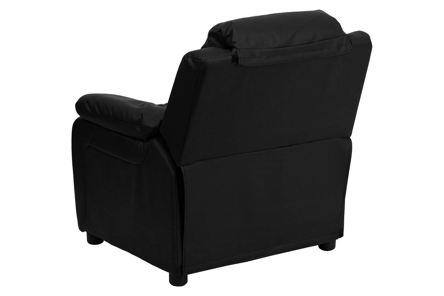 BLNK Charlie Deluxe LeatherSoft Padded Contemporary Kids Recliner with Storage Arms - Black