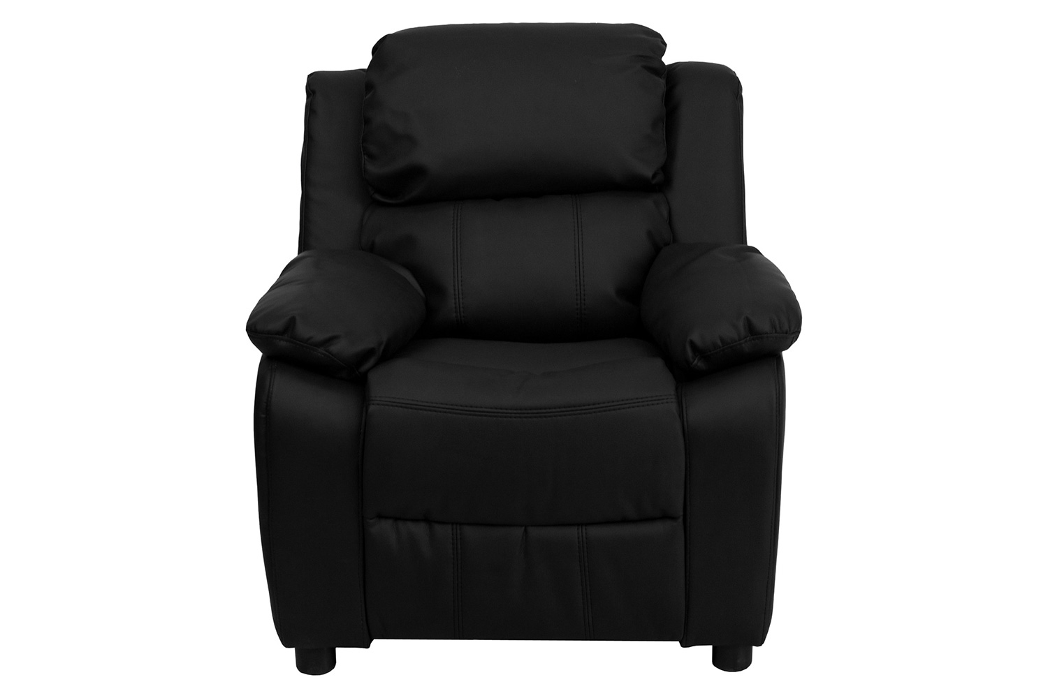 BLNK Charlie Deluxe LeatherSoft Padded Contemporary Kids Recliner with Storage Arms - Black