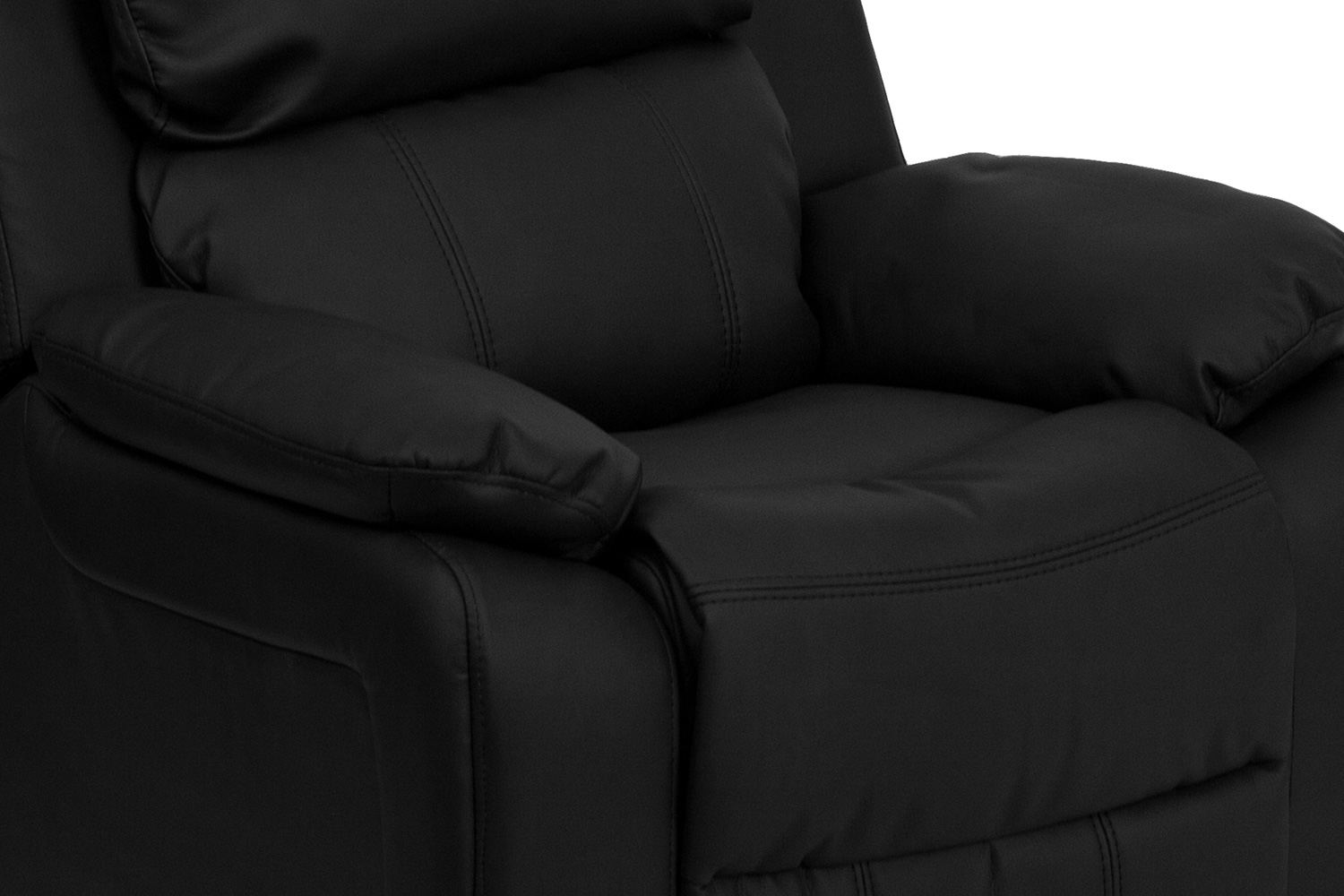 BLNK Charlie Deluxe LeatherSoft Padded Contemporary Kids Recliner with Storage Arms - Black