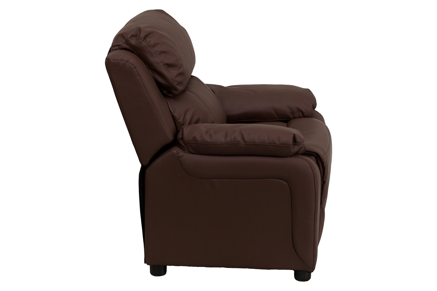 BLNK™ Charlie Deluxe LeatherSoft Padded Contemporary Kids Recliner with Storage Arms - Brown