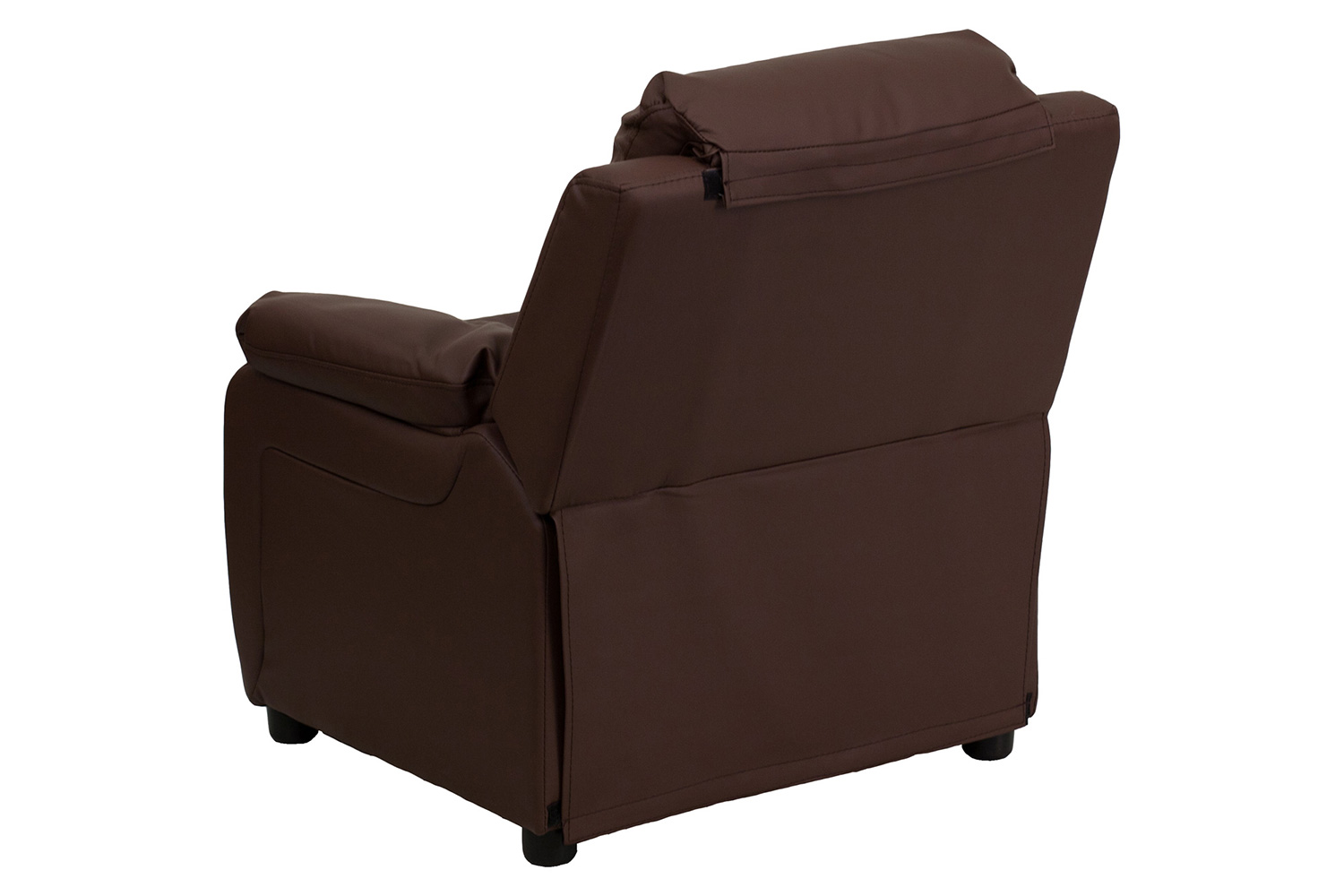 BLNK™ Charlie Deluxe LeatherSoft Padded Contemporary Kids Recliner with Storage Arms - Brown