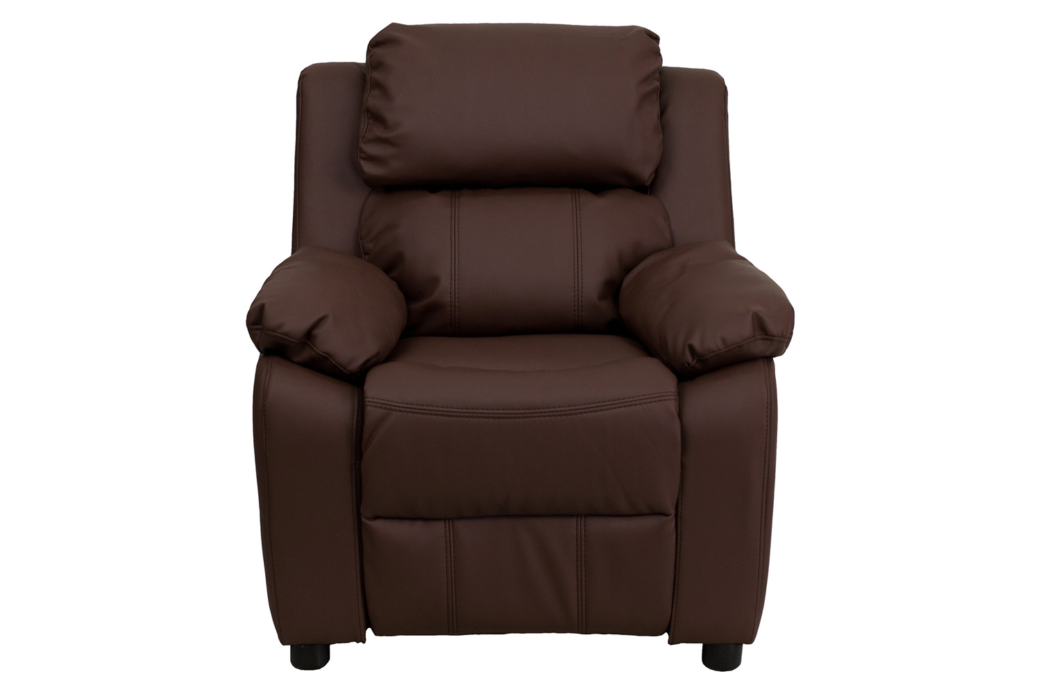 BLNK™ Charlie Deluxe LeatherSoft Padded Contemporary Kids Recliner with Storage Arms - Brown