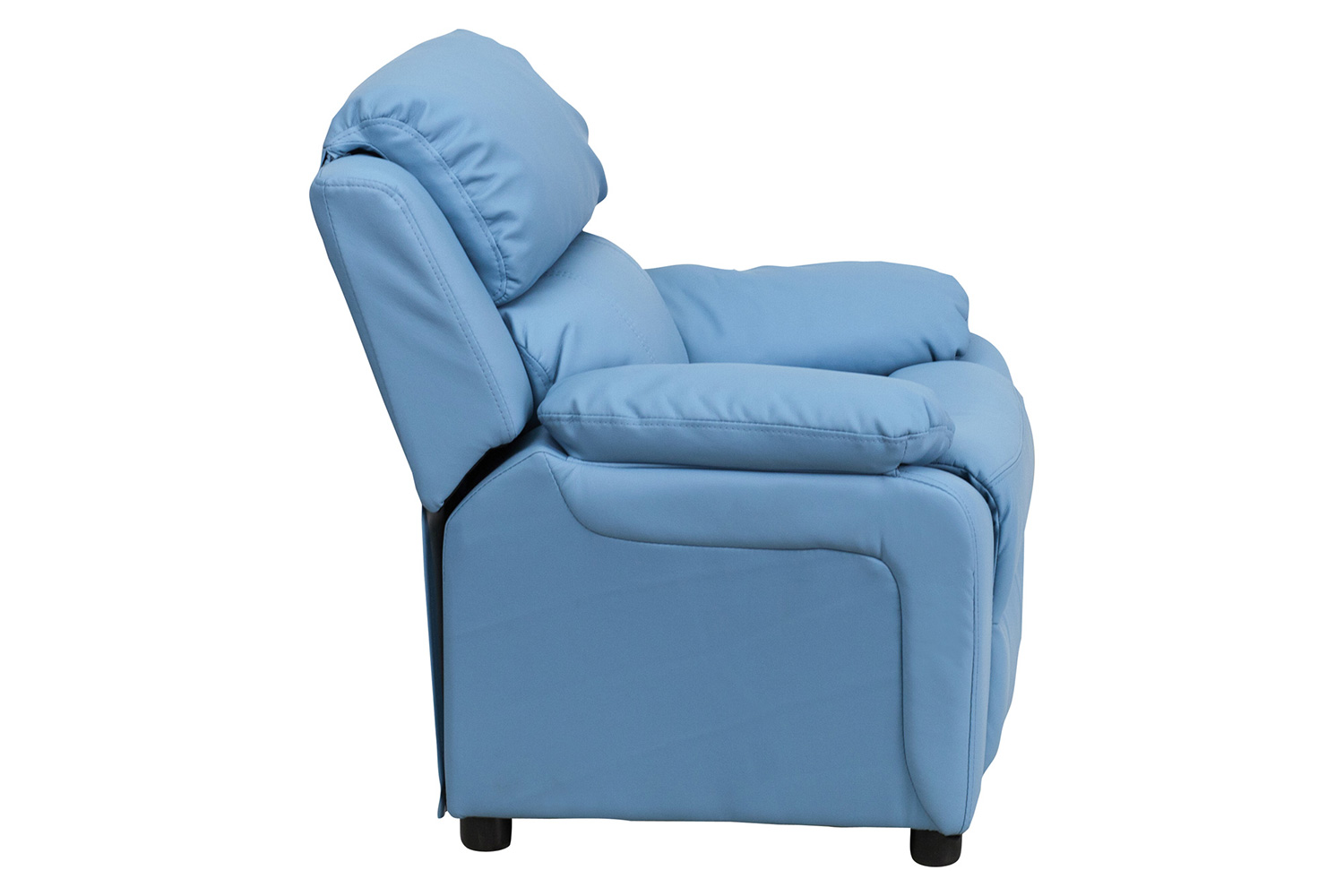 BLNK Charlie Deluxe Vinyl Padded Contemporary Kids Recliner with Storage Arms - Light Blue