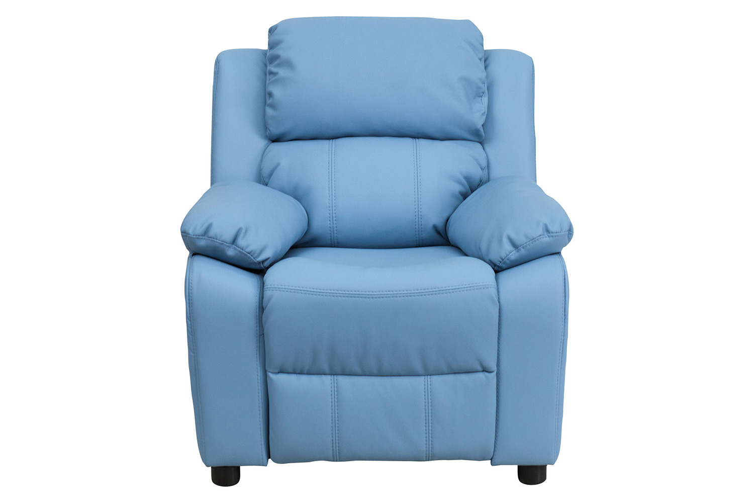 BLNK Charlie Deluxe Vinyl Padded Contemporary Kids Recliner with Storage Arms - Light Blue