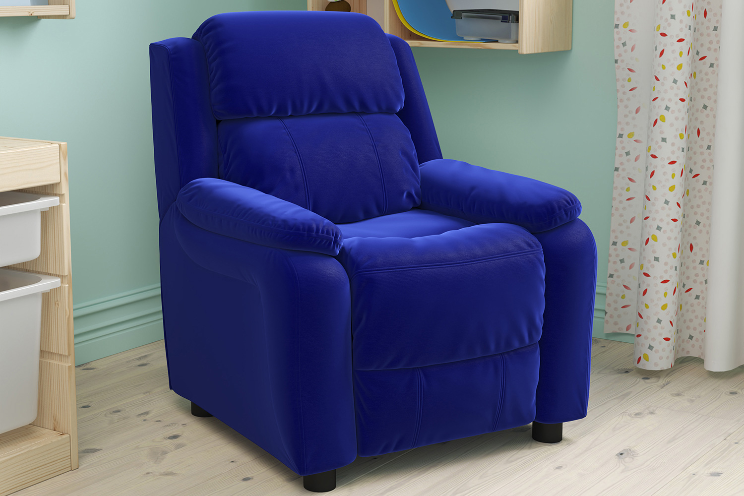 BLNK Charlie Deluxe Microfiber Padded Contemporary Kids Recliner with Storage Arms