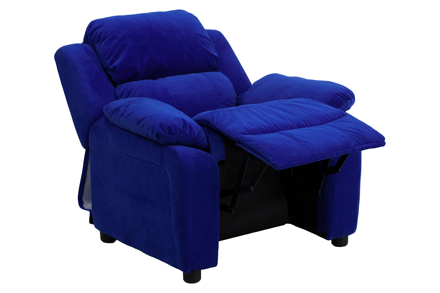 BLNK Charlie Deluxe Microfiber Padded Contemporary Kids Recliner with Storage Arms - Blue