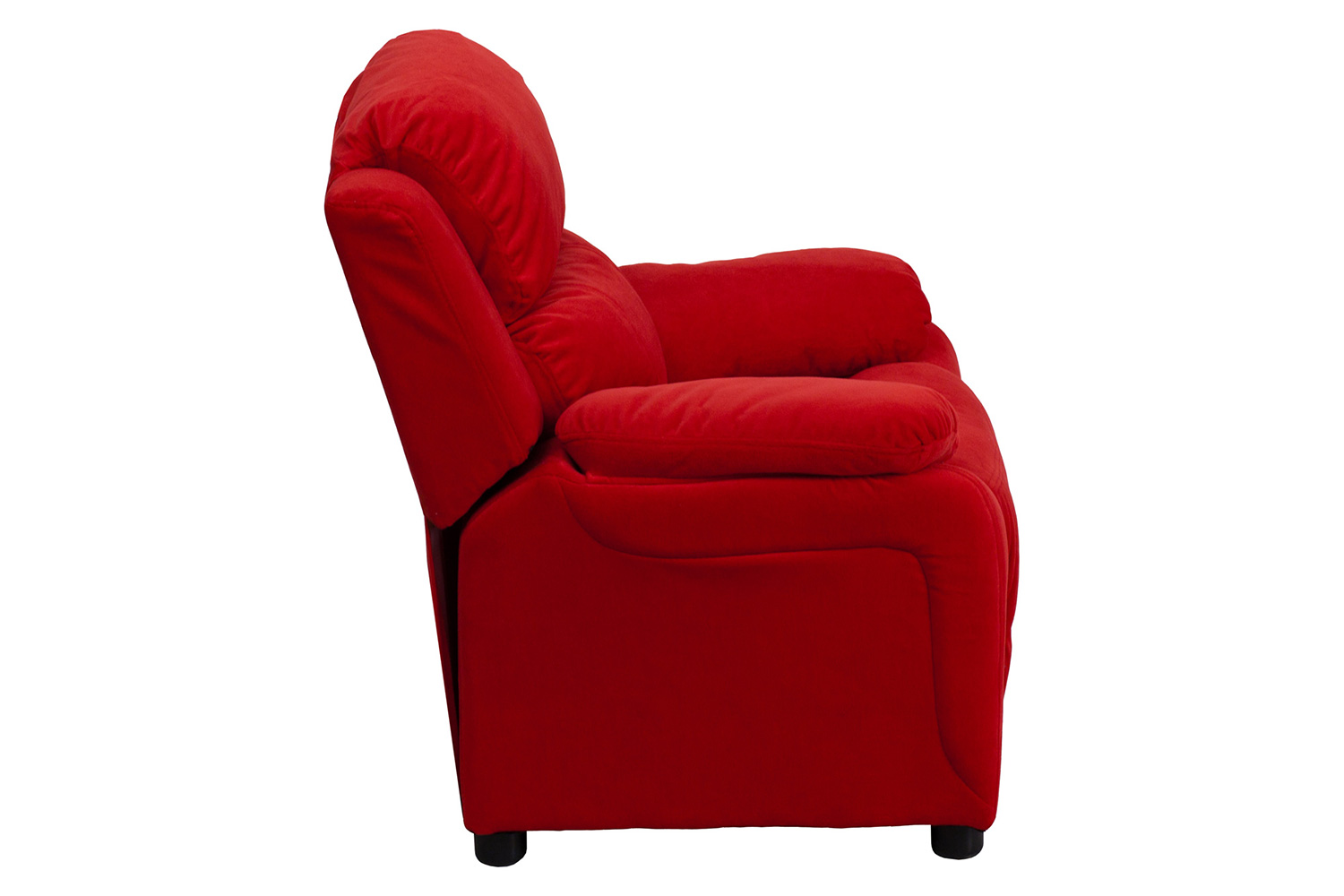 BLNK™ Charlie Deluxe Microfiber Padded Contemporary Kids Recliner with Storage Arms - Red