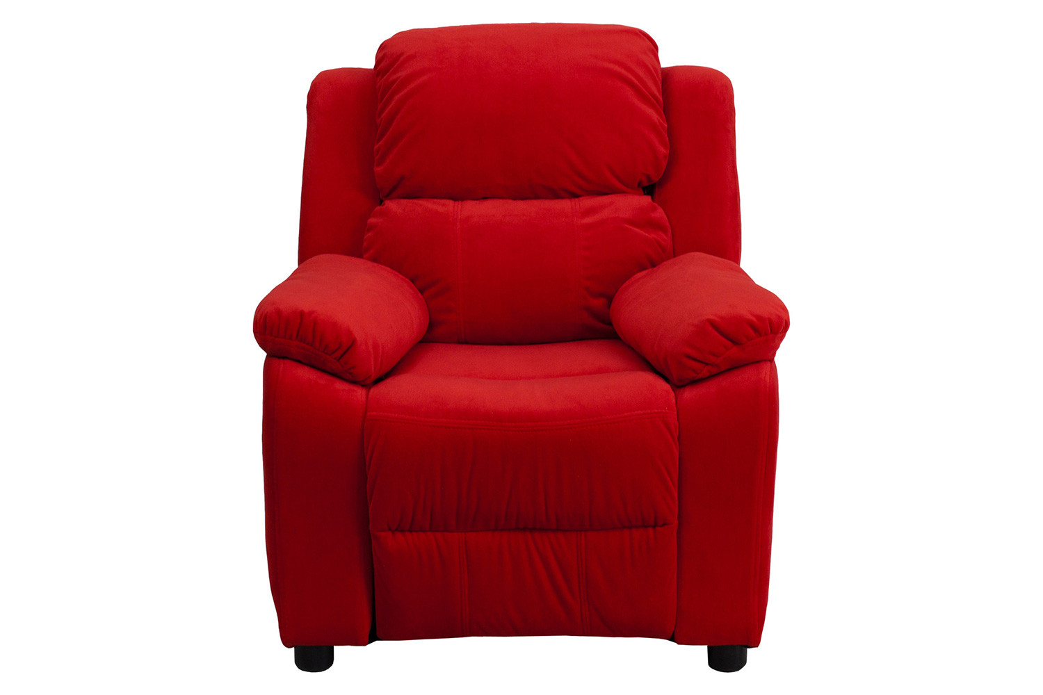 BLNK™ Charlie Deluxe Microfiber Padded Contemporary Kids Recliner with Storage Arms - Red