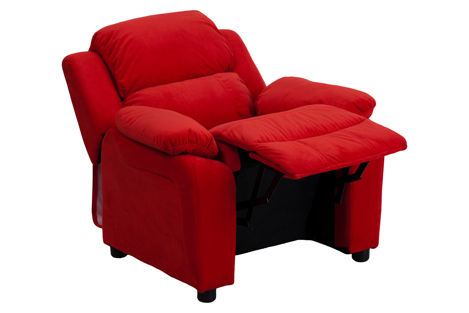 BLNK™ Charlie Deluxe Microfiber Padded Contemporary Kids Recliner with Storage Arms - Red