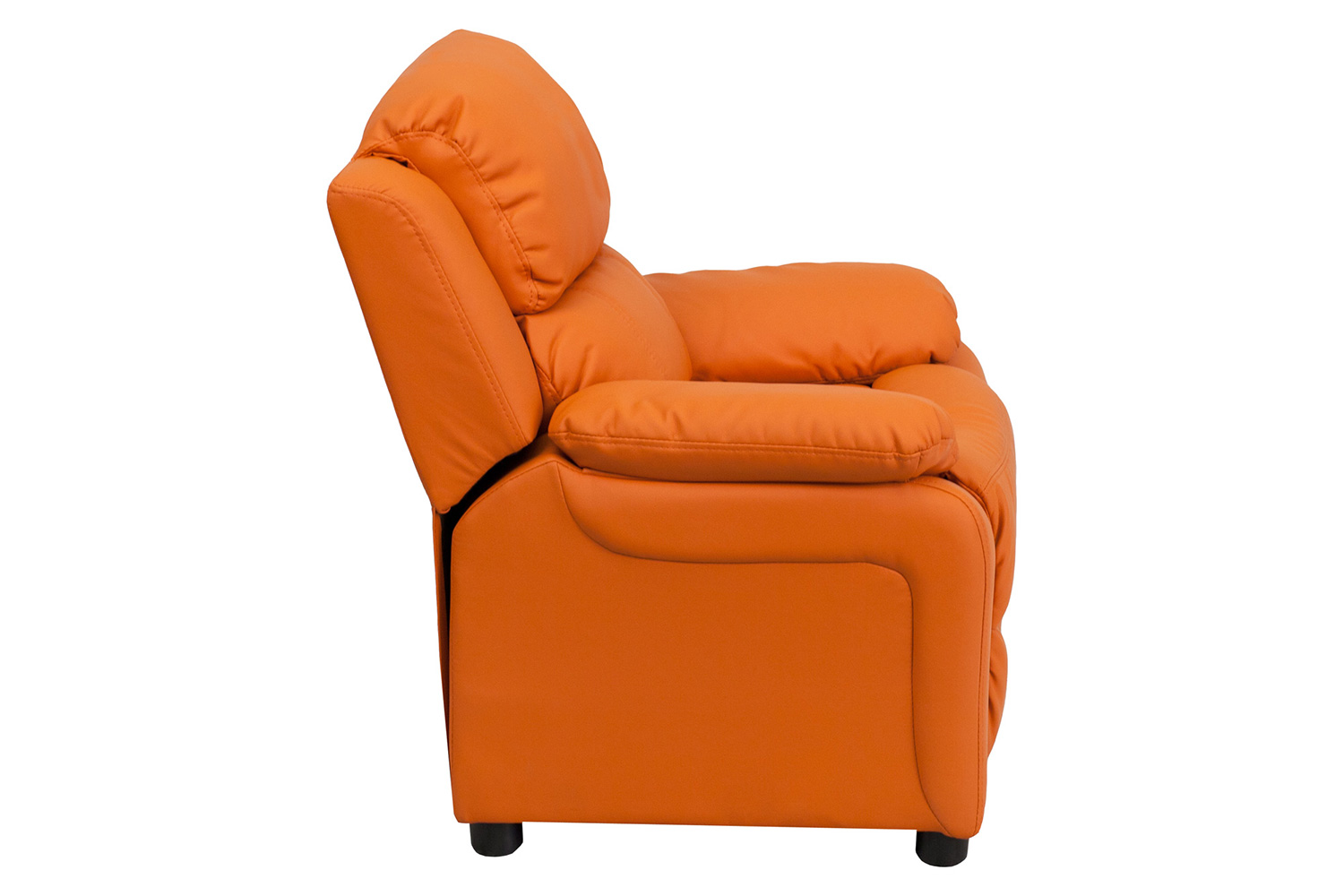 BLNK Charlie Deluxe Vinyl Padded Contemporary Kids Recliner with Storage Arms - Orange