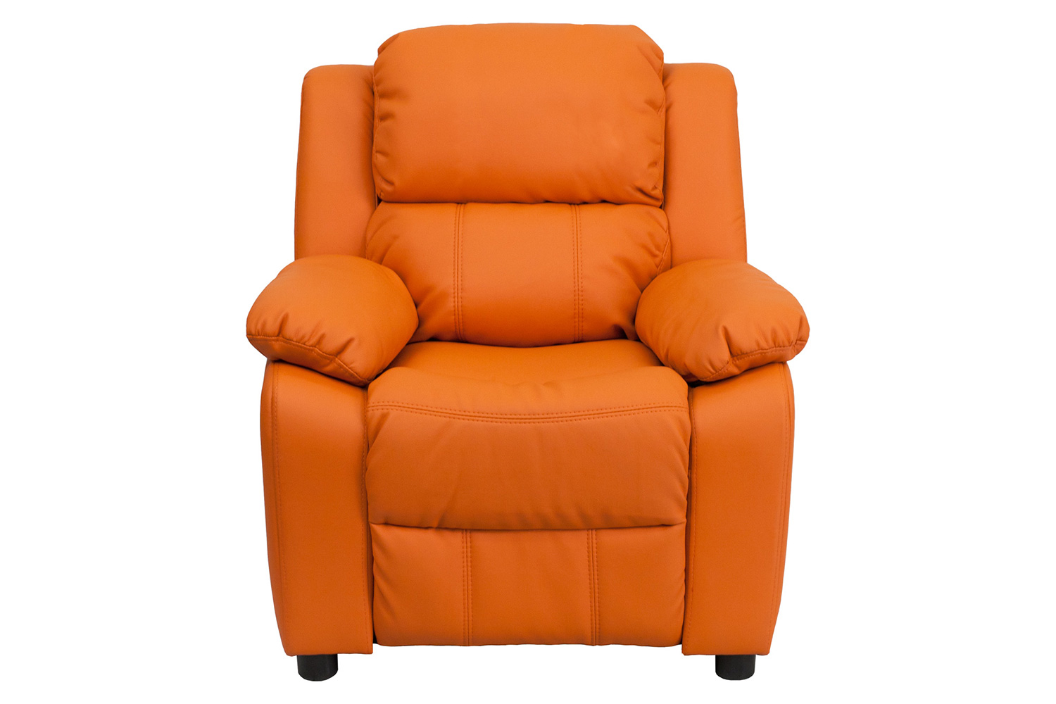 BLNK Charlie Deluxe Vinyl Padded Contemporary Kids Recliner with Storage Arms - Orange