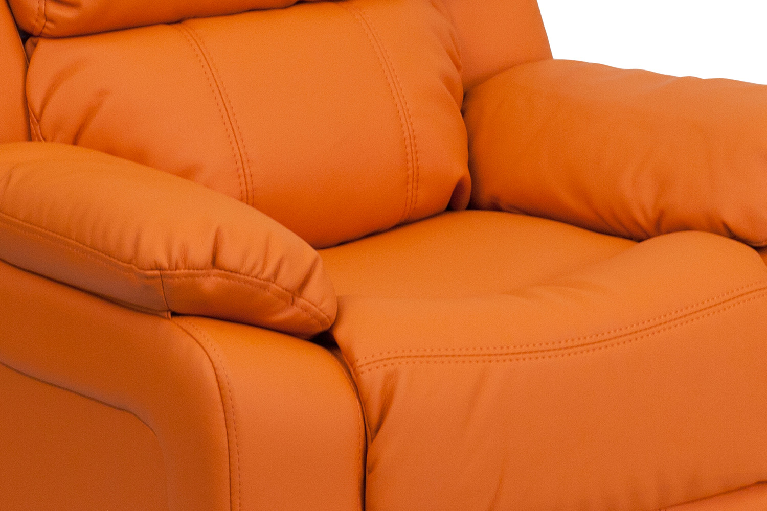 BLNK Charlie Deluxe Vinyl Padded Contemporary Kids Recliner with Storage Arms - Orange