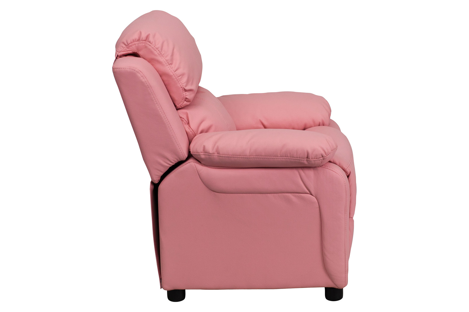 BLNK Charlie Deluxe Vinyl Padded Contemporary Kids Recliner with Storage Arms - Pink