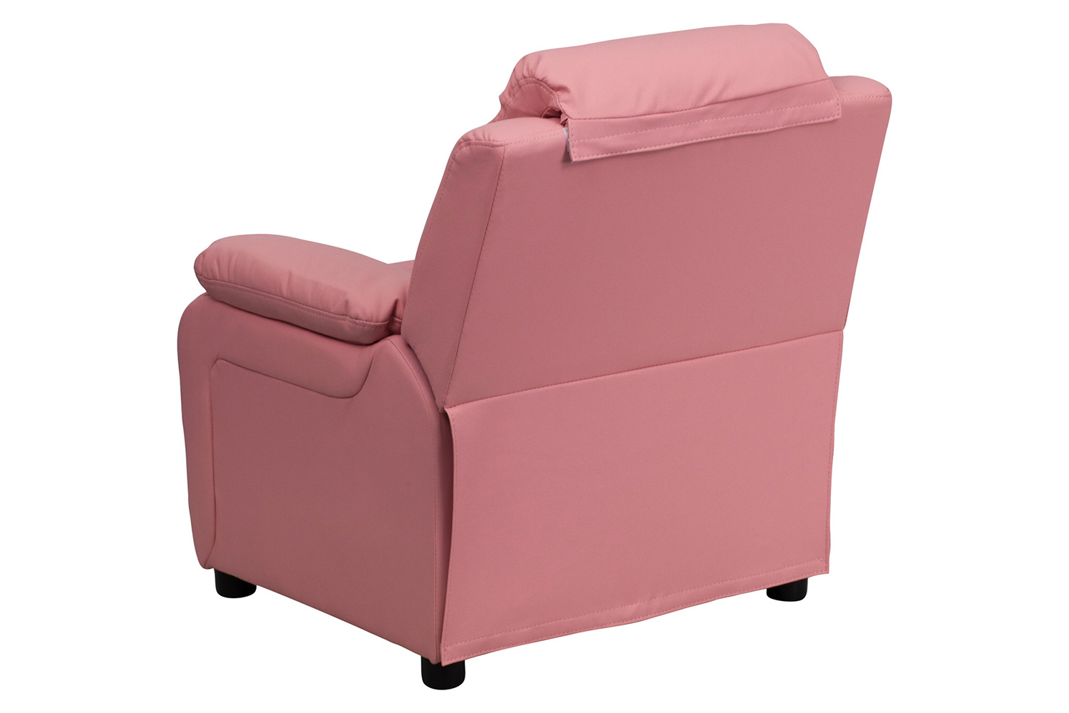 BLNK Charlie Deluxe Vinyl Padded Contemporary Kids Recliner with Storage Arms - Pink