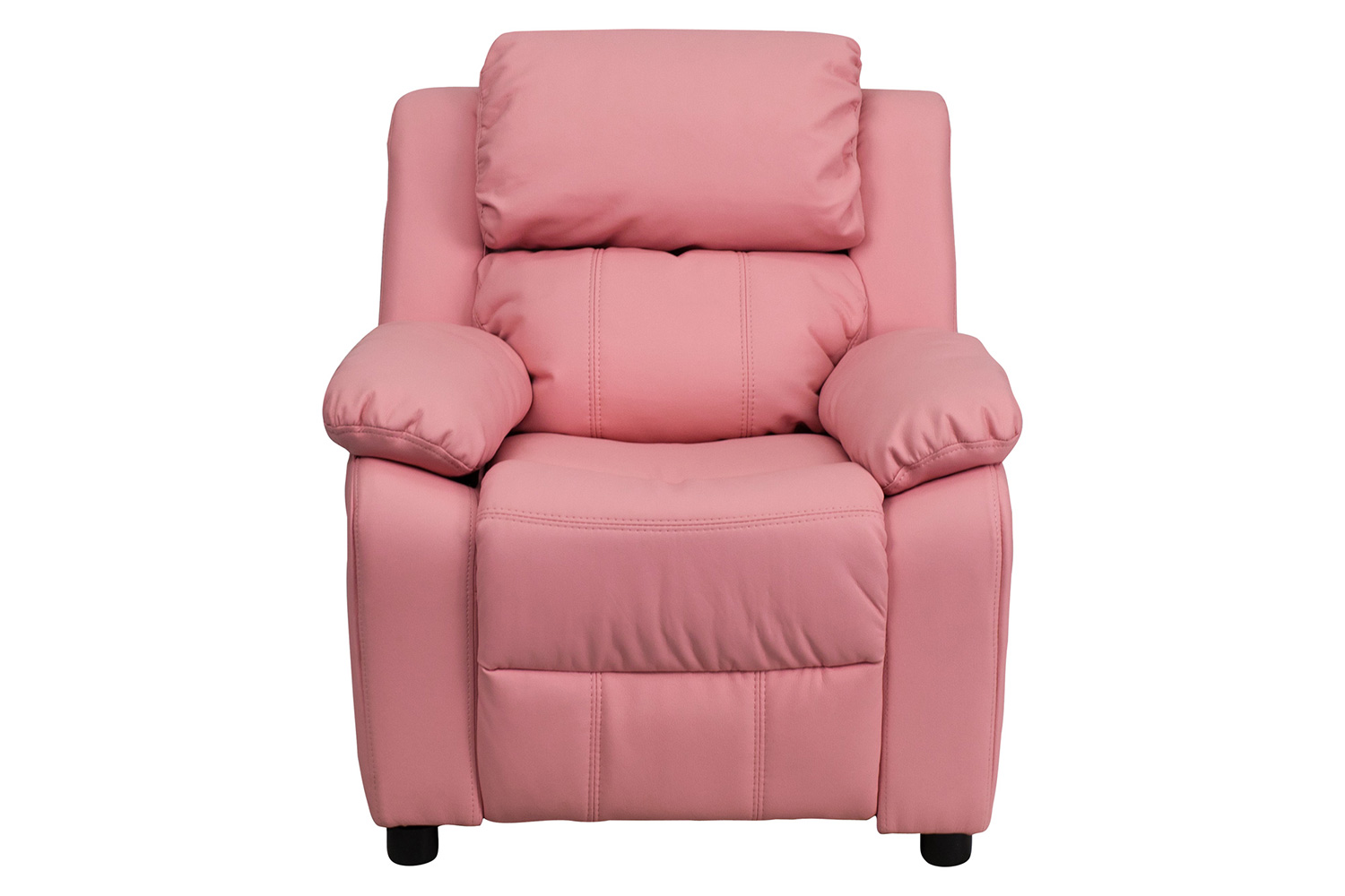 BLNK Charlie Deluxe Vinyl Padded Contemporary Kids Recliner with Storage Arms - Pink