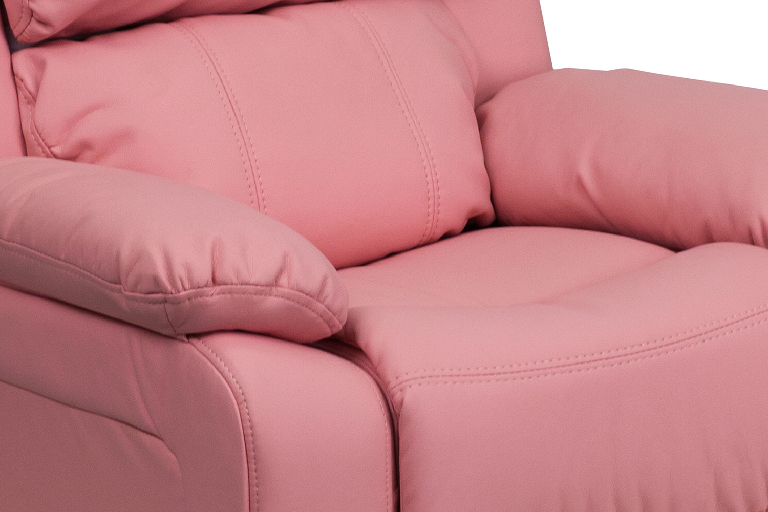 BLNK Charlie Deluxe Vinyl Padded Contemporary Kids Recliner with Storage Arms - Pink