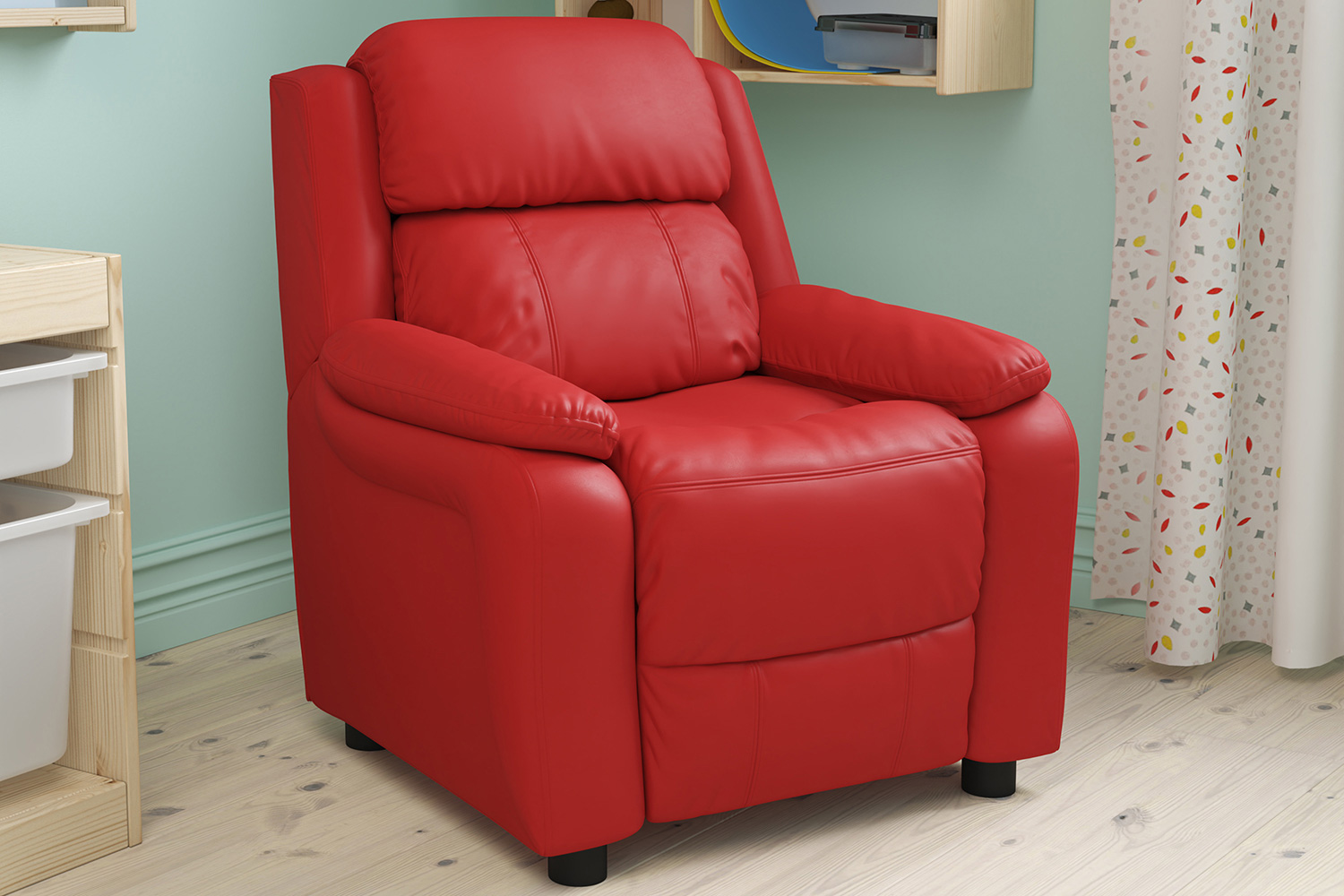 BLNK Charlie Deluxe Vinyl Padded Contemporary Kids Recliner with Storage Arms