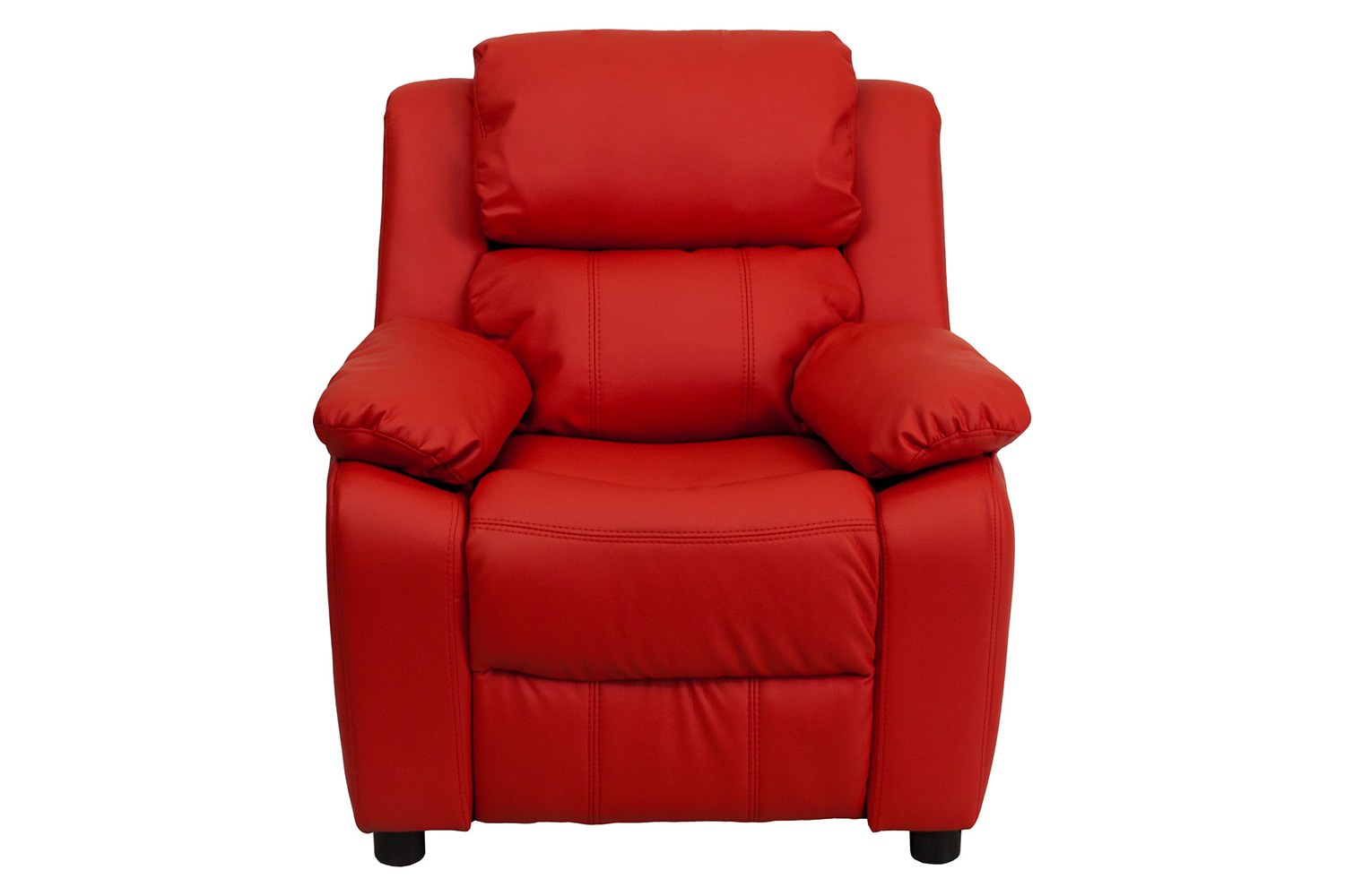 BLNK Charlie Deluxe Vinyl Padded Contemporary Kids Recliner with Storage Arms - Red