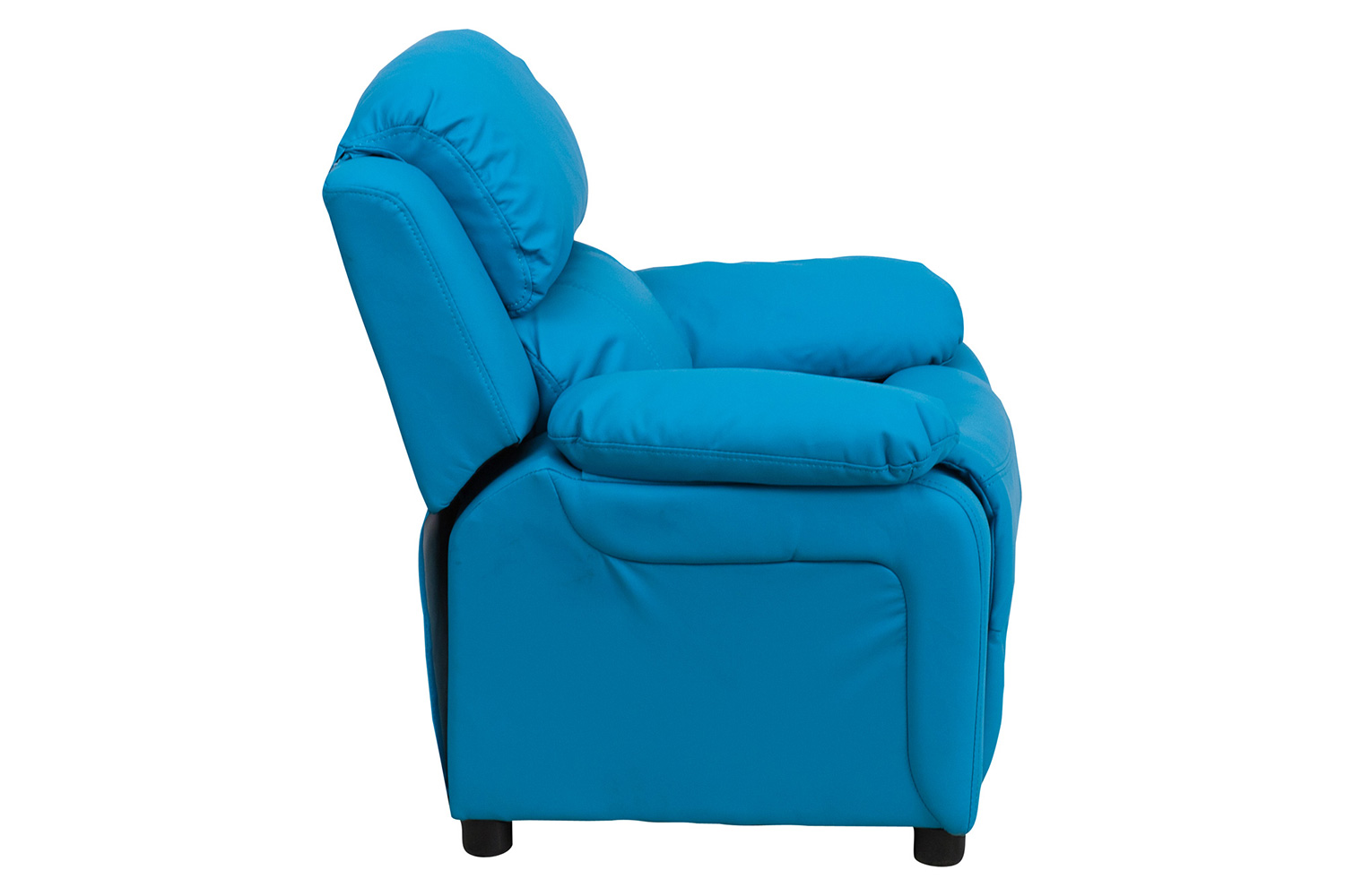 BLNK Charlie Deluxe Vinyl Padded Contemporary Kids Recliner with Storage Arms - Turquoise