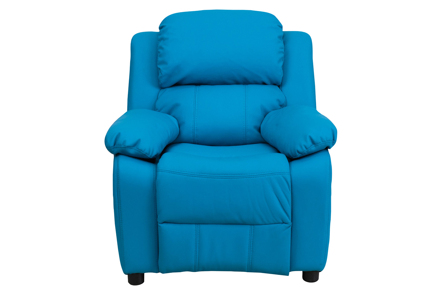 BLNK Charlie Deluxe Vinyl Padded Contemporary Kids Recliner with Storage Arms - Turquoise