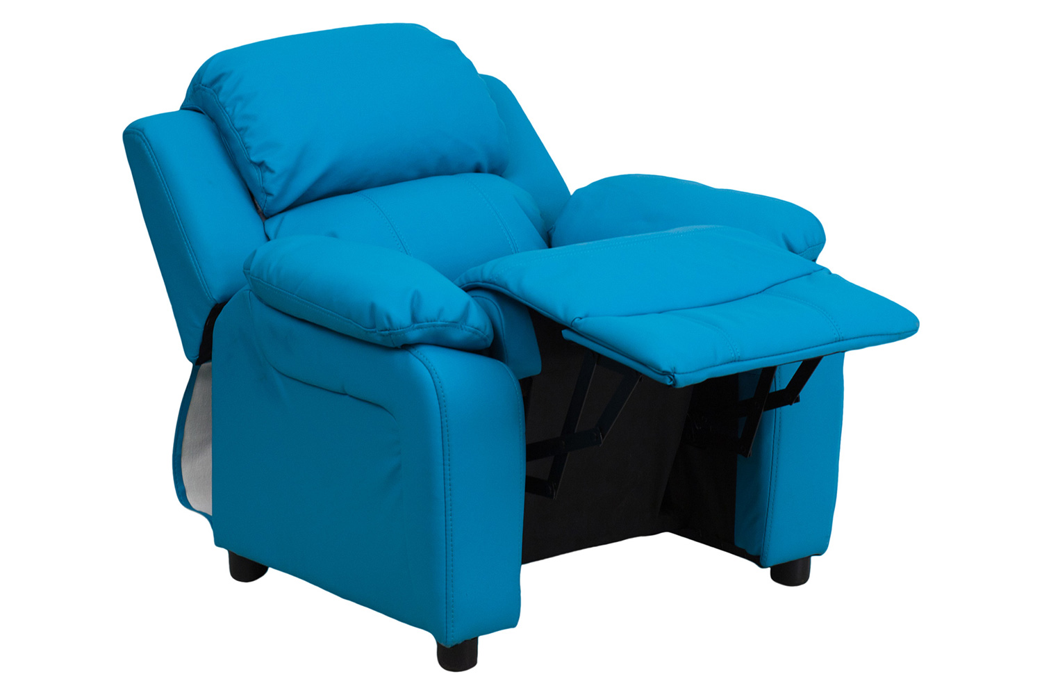 BLNK Charlie Deluxe Vinyl Padded Contemporary Kids Recliner with Storage Arms - Turquoise