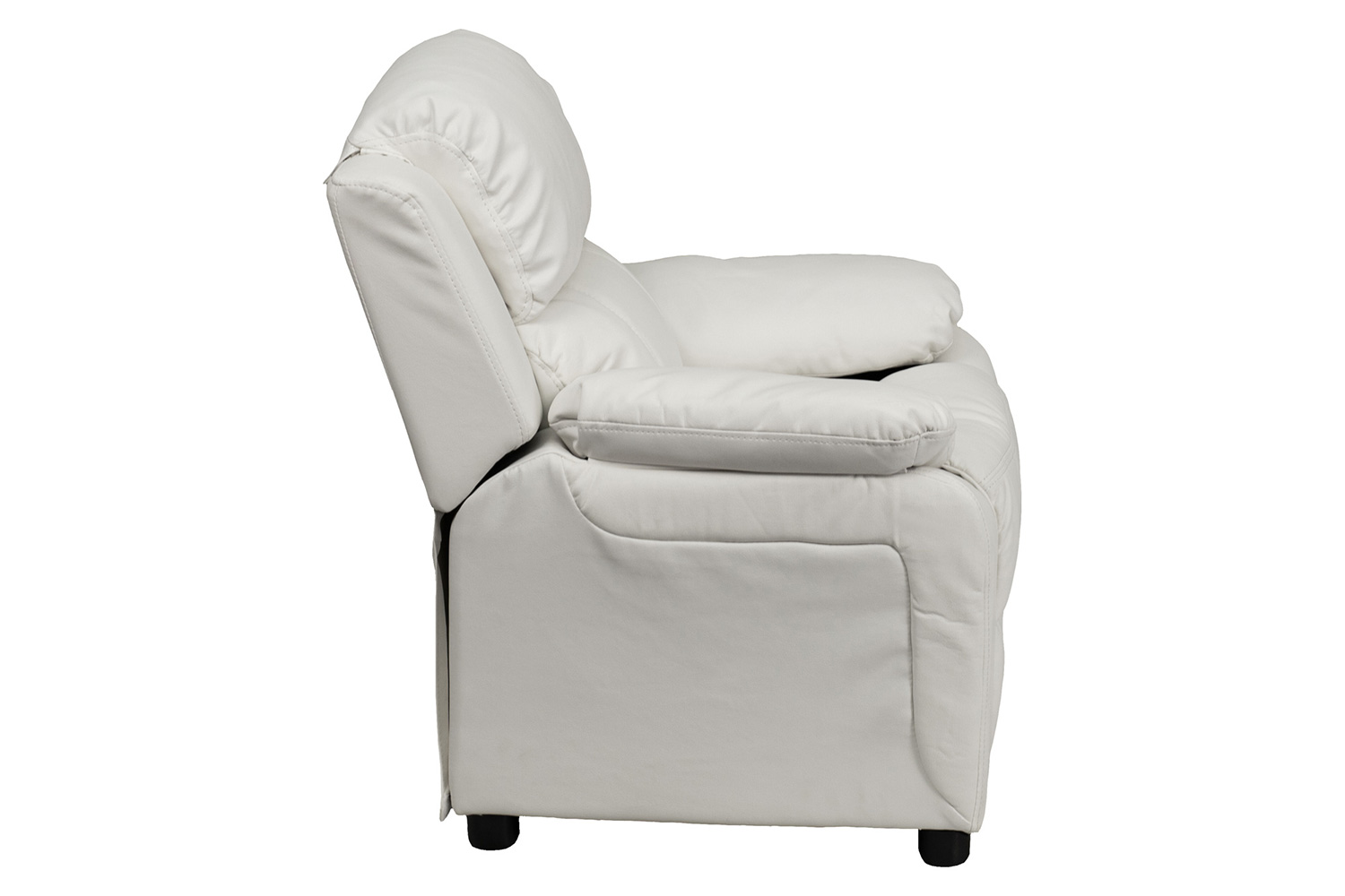 BLNK™ Charlie Deluxe Vinyl Padded Contemporary Kids Recliner with Storage Arms - White