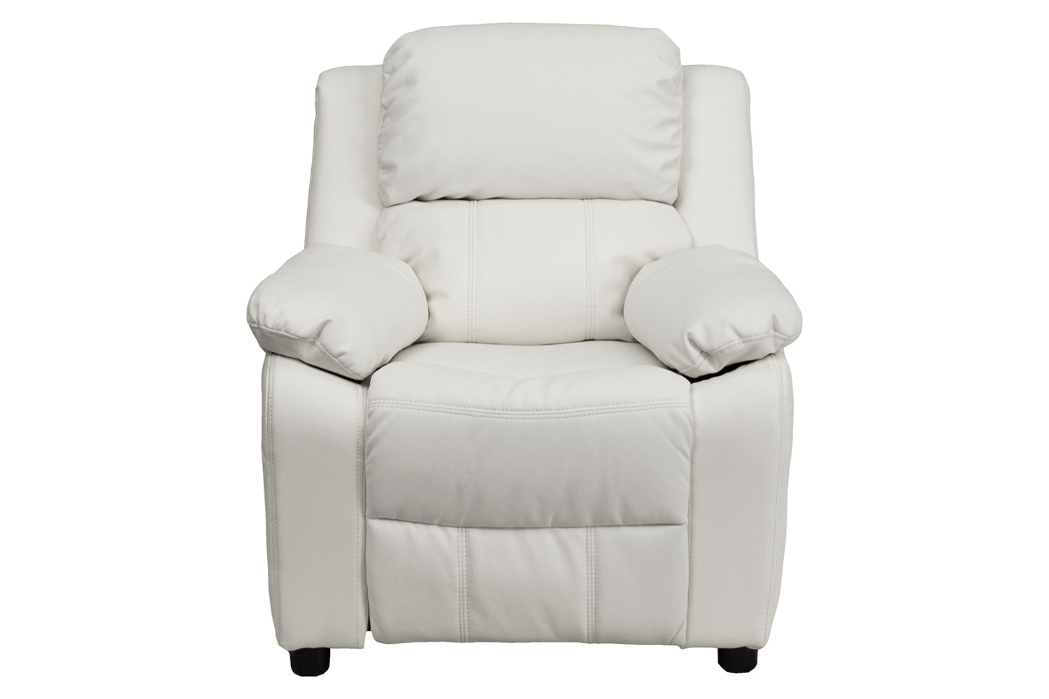 BLNK™ Charlie Deluxe Vinyl Padded Contemporary Kids Recliner with Storage Arms - White