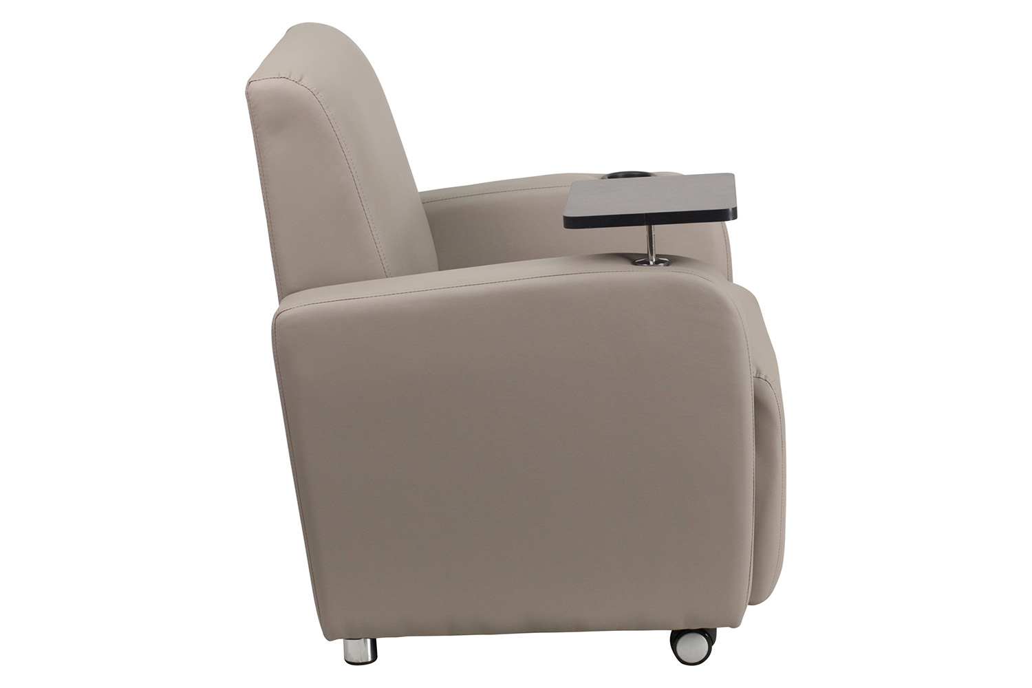 BLNK™ George LeatherSoft Guest Chair with Tablet Arm, Front Wheel Casters and Cup Holder - Gray