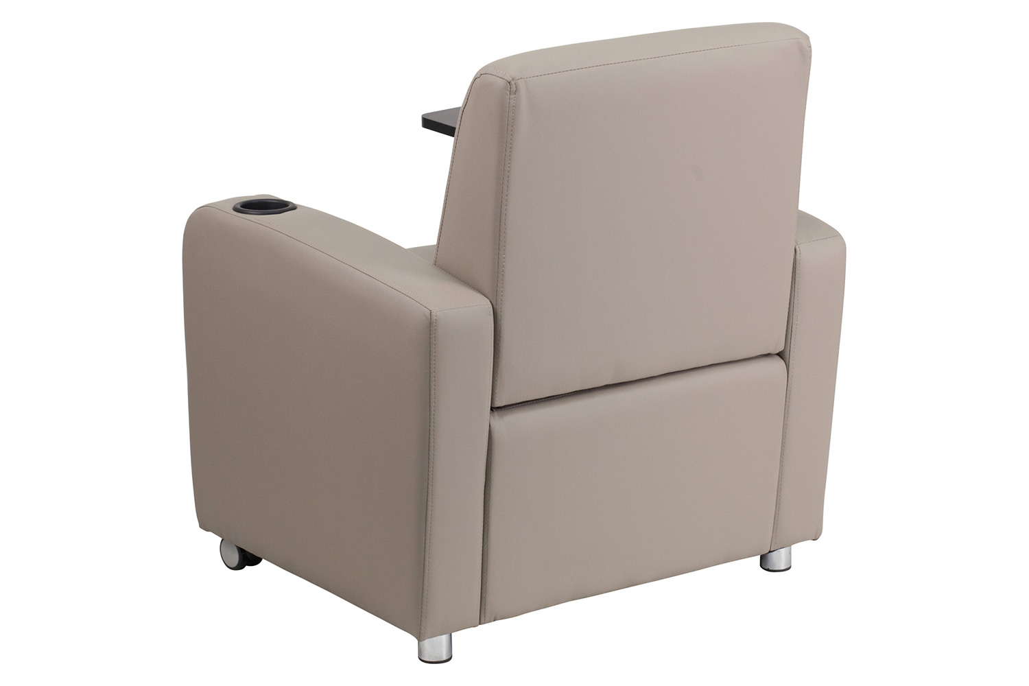 BLNK™ George LeatherSoft Guest Chair with Tablet Arm, Front Wheel Casters and Cup Holder - Gray