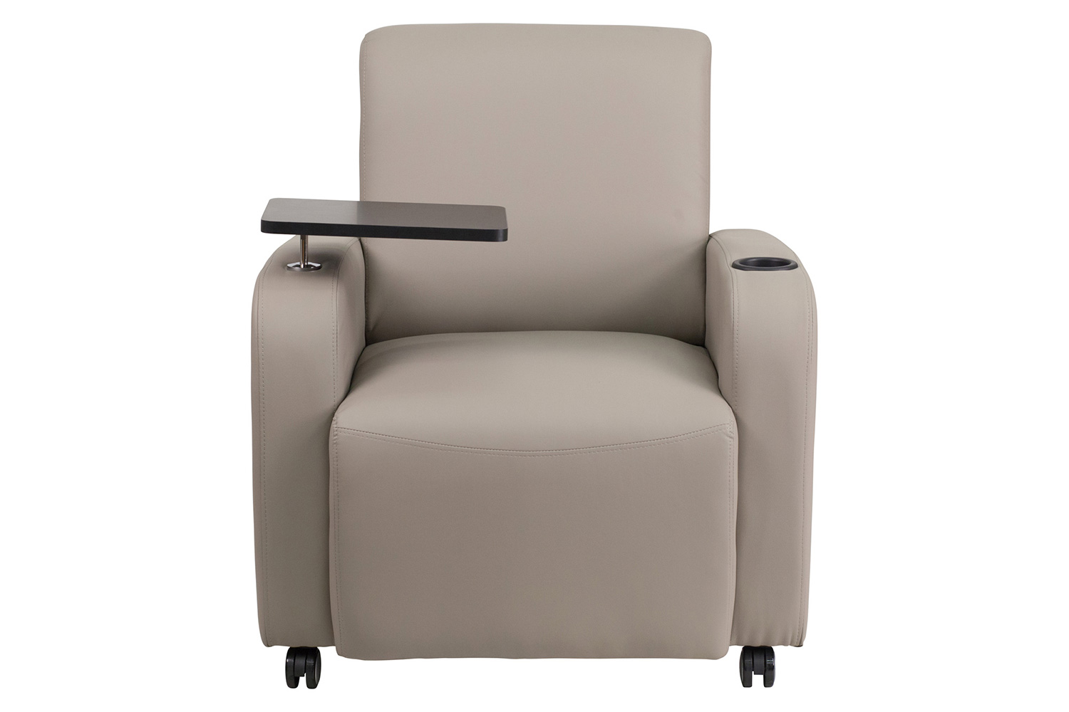 BLNK™ George LeatherSoft Guest Chair with Tablet Arm, Front Wheel Casters and Cup Holder - Gray