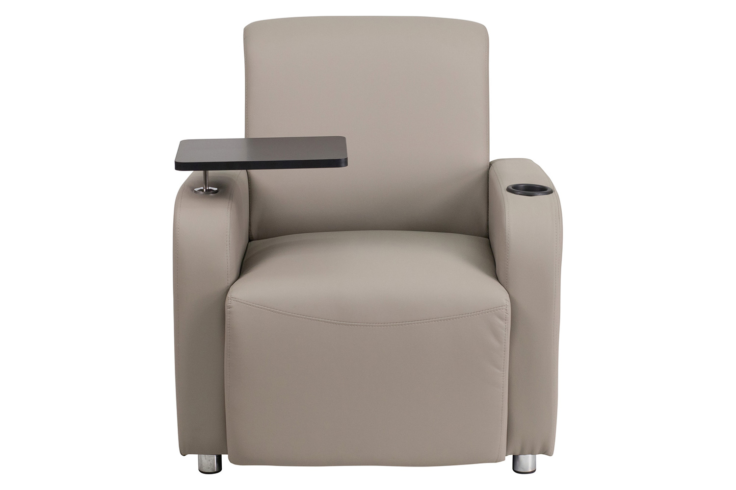 BLNK™ George LeatherSoft Guest Chair with Tablet Arm, Chrome Legs and Cup Holder - Gray