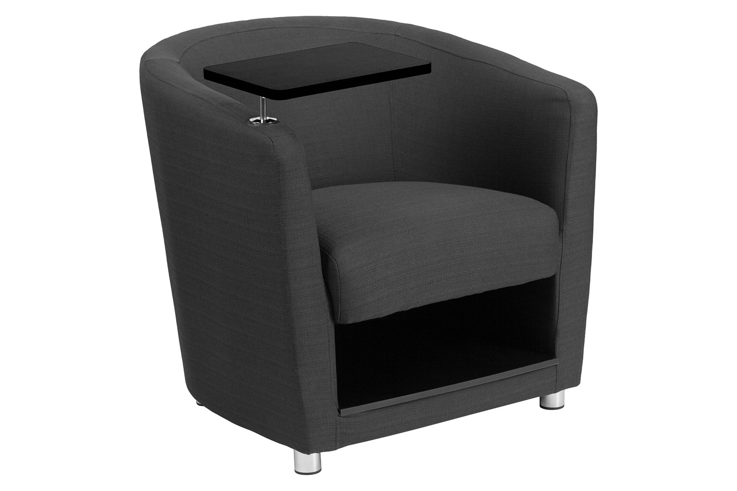 BLNK™ George Fabric Guest Chair with Tablet Arm, Chrome Legs and Under Seat Storage - Black Table