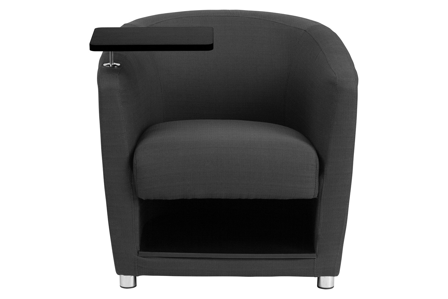 BLNK™ George Fabric Guest Chair with Tablet Arm, Chrome Legs and Under Seat Storage - Black Table