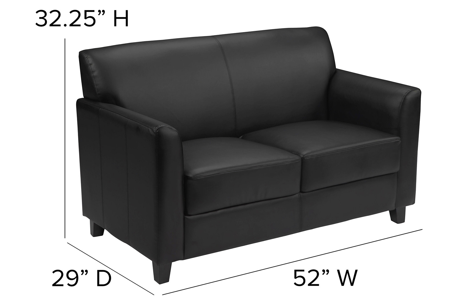 BLNK HERCULES Diplomat Series LeatherSoft Loveseat - Black