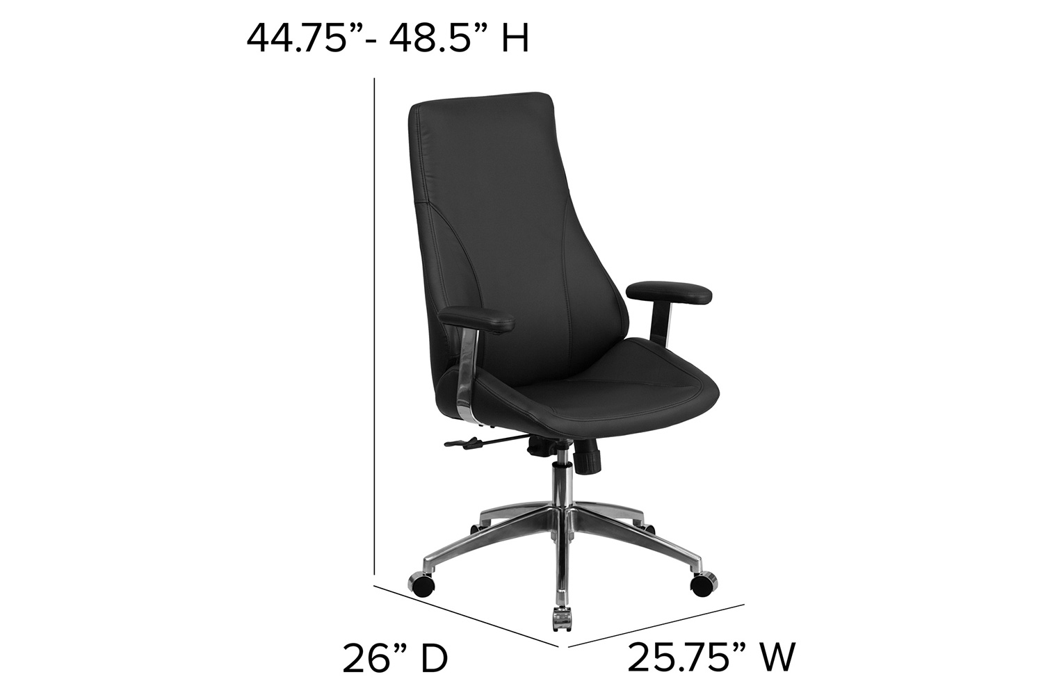 BLNK - Hansel LeatherSoft High-Back Smooth Upholstered Executive Swivel Office Chair with Arms