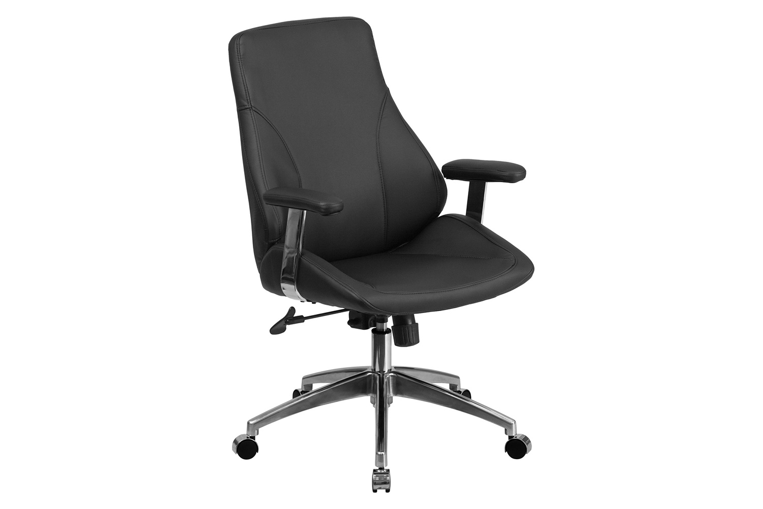 BLNK Hansel LeatherSoft Mid-Back Smooth Upholstered Executive Swivel Office Chair with Arms