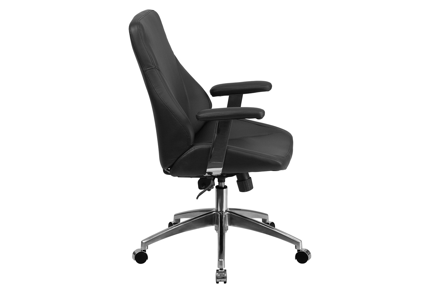 BLNK Hansel LeatherSoft Mid-Back Smooth Upholstered Executive Swivel Office Chair with Arms - Black