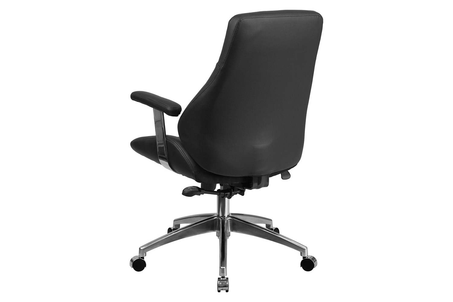 BLNK Hansel LeatherSoft Mid-Back Smooth Upholstered Executive Swivel Office Chair with Arms - Black