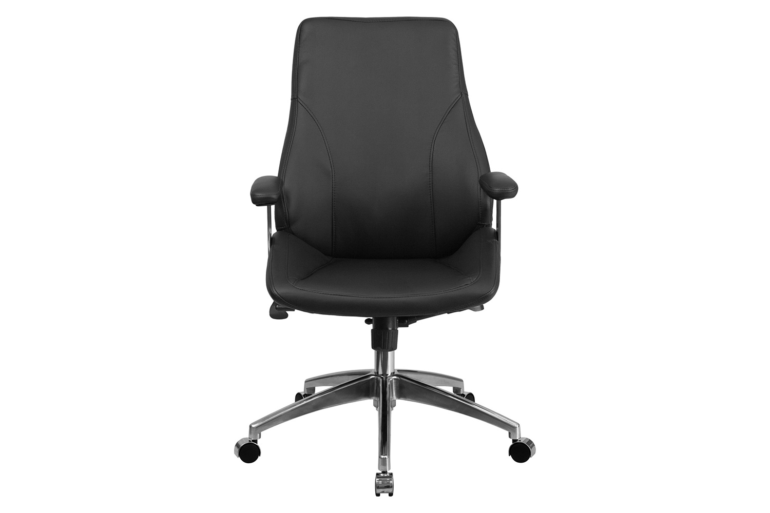 BLNK Hansel LeatherSoft Mid-Back Smooth Upholstered Executive Swivel Office Chair with Arms - Black