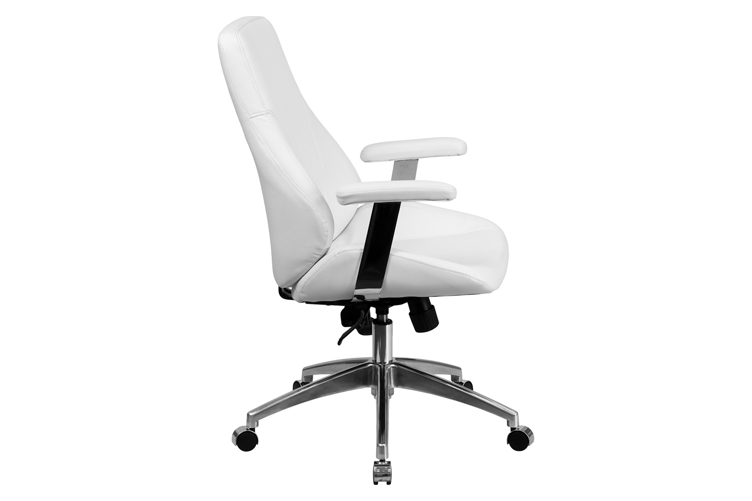 BLNK Hansel LeatherSoft Mid-Back Smooth Upholstered Executive Swivel Office Chair with Arms - White