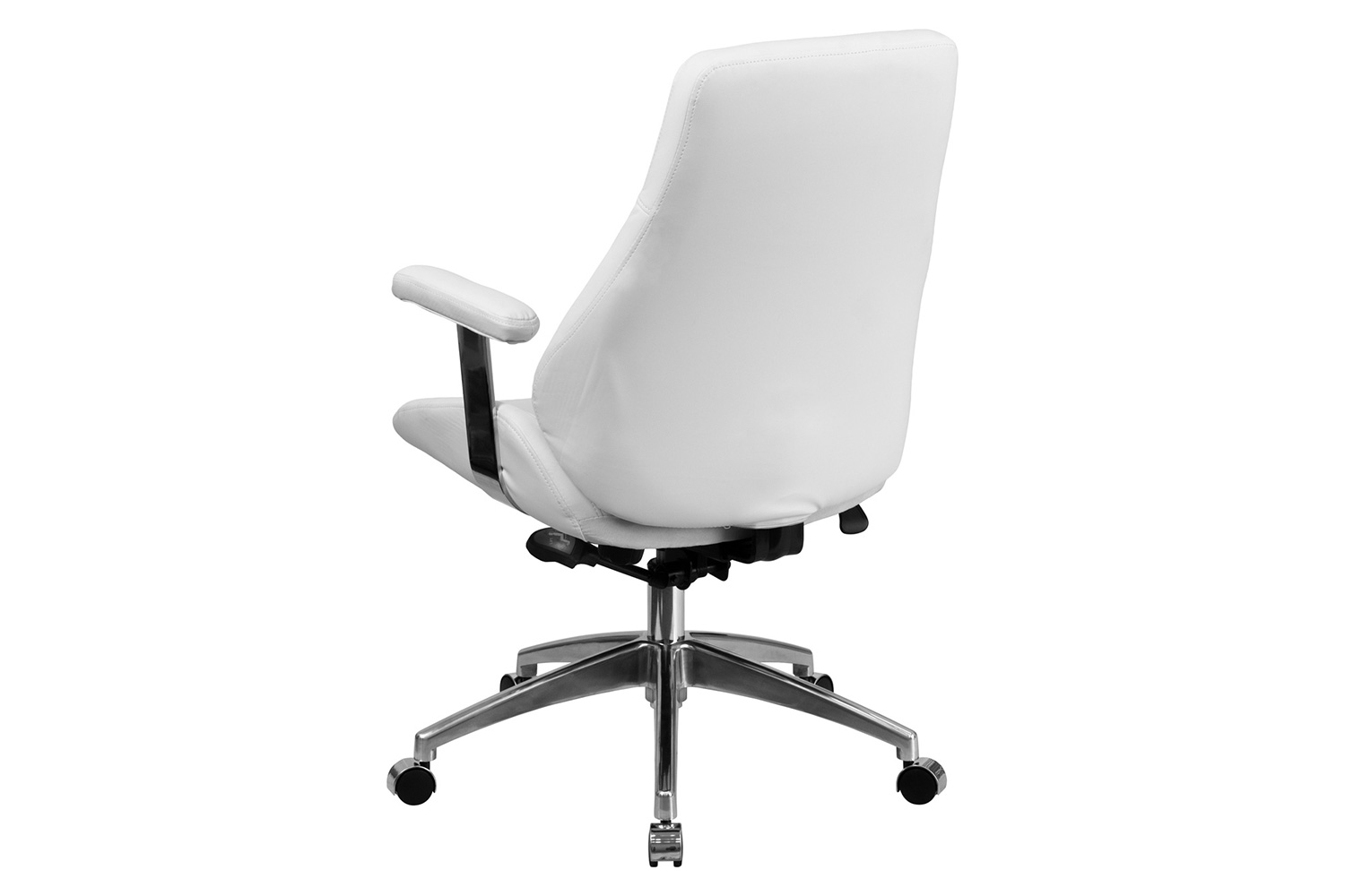 BLNK Hansel LeatherSoft Mid-Back Smooth Upholstered Executive Swivel Office Chair with Arms - White