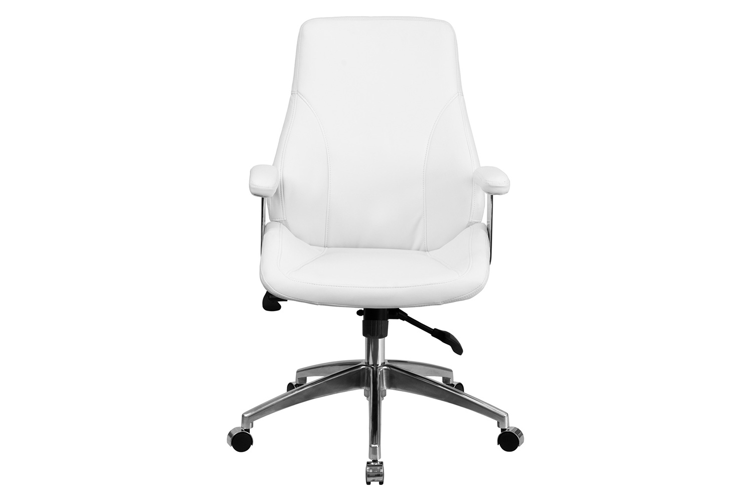 BLNK Hansel LeatherSoft Mid-Back Smooth Upholstered Executive Swivel Office Chair with Arms - White