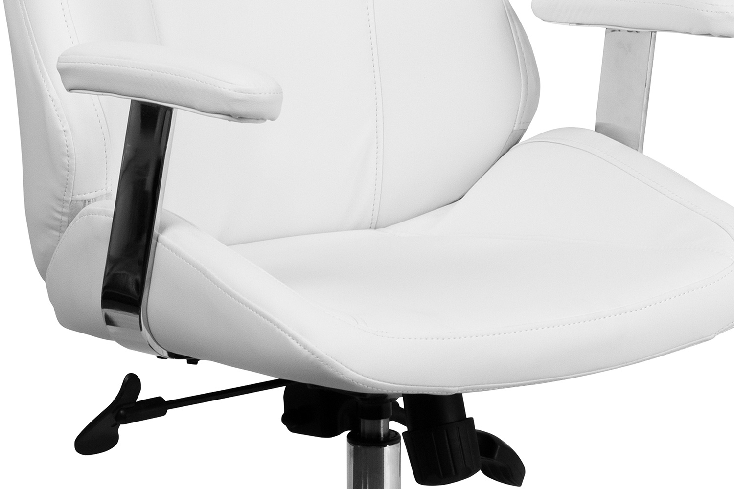 BLNK Hansel LeatherSoft Mid-Back Smooth Upholstered Executive Swivel Office Chair with Arms - White