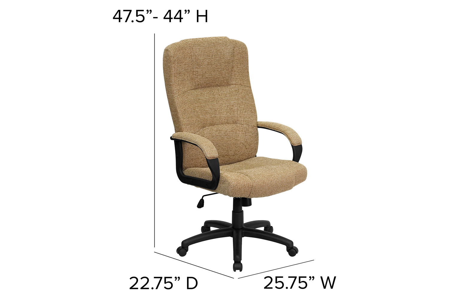 BLNK Rochelle Fabric High-Back Executive Swivel Office Chair with Arms - Beige