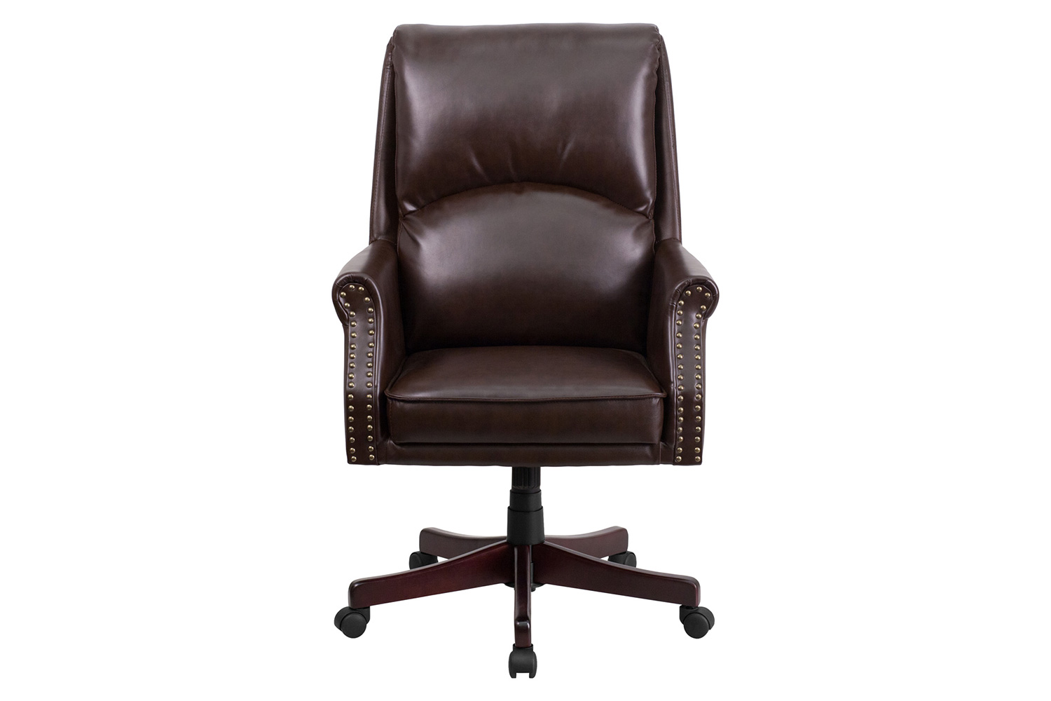 BLNK Hansel LeatherSoft High-Back Pillow Back Executive Swivel Office Chair with Arms - Brown