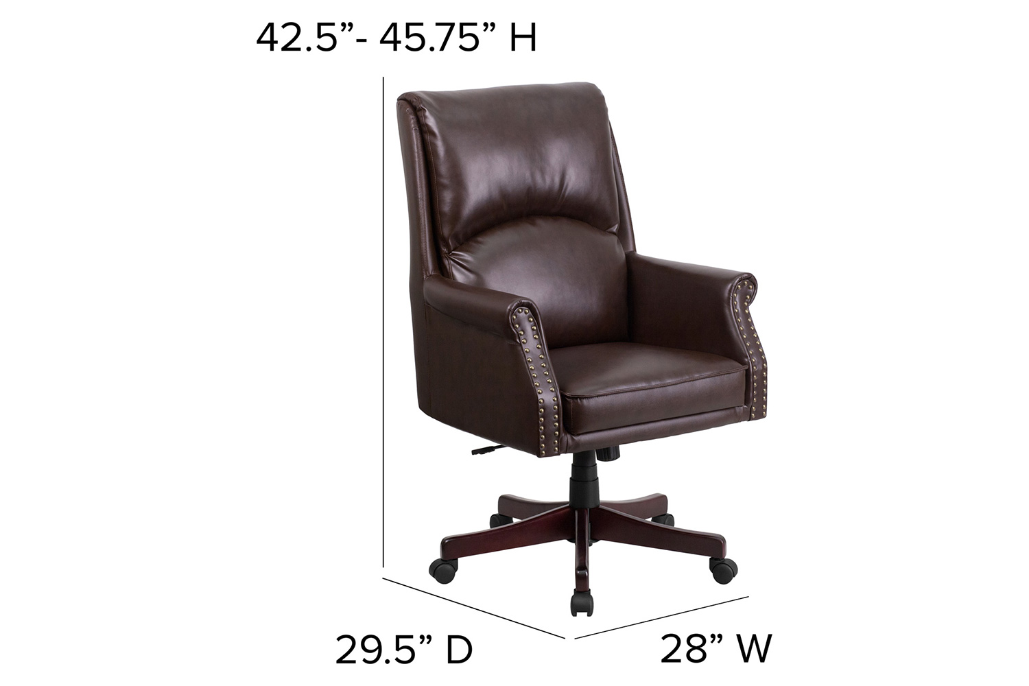 BLNK Hansel LeatherSoft High-Back Pillow Back Executive Swivel Office Chair with Arms - Brown