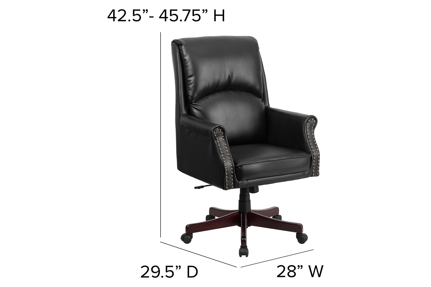 BLNK Hansel LeatherSoft High-Back Pillow Back Executive Swivel Office Chair with Arms - Black