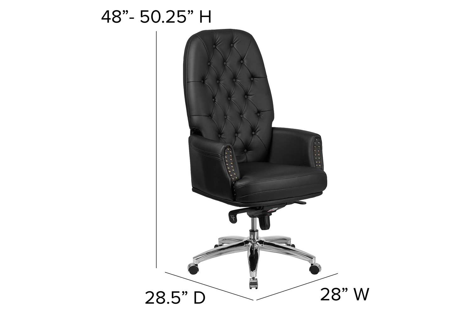 BLNK Hansel LeatherSoft High-Back Traditional Tufted Multifunction Executive Swivel Ergonomic Office Chair with Arms - Black